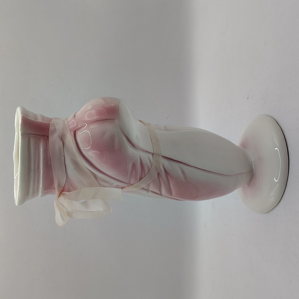 Vintage Ceramic Pink Ballerina Dance Slipper Vase with Pink Ribbon - Picture 2 of 6